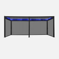 Pérgola bioclimática LED em alumínio 3x6m + 4 estores 3m