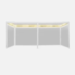 Pérgola bioclimática LED em alumínio 3x6m + 4 estores 3m