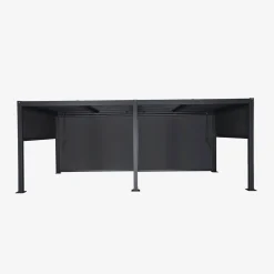 Pérgola bioclimática 3x6m alumínio e aço, lâminas ajustáveis + 4 estores 3m
