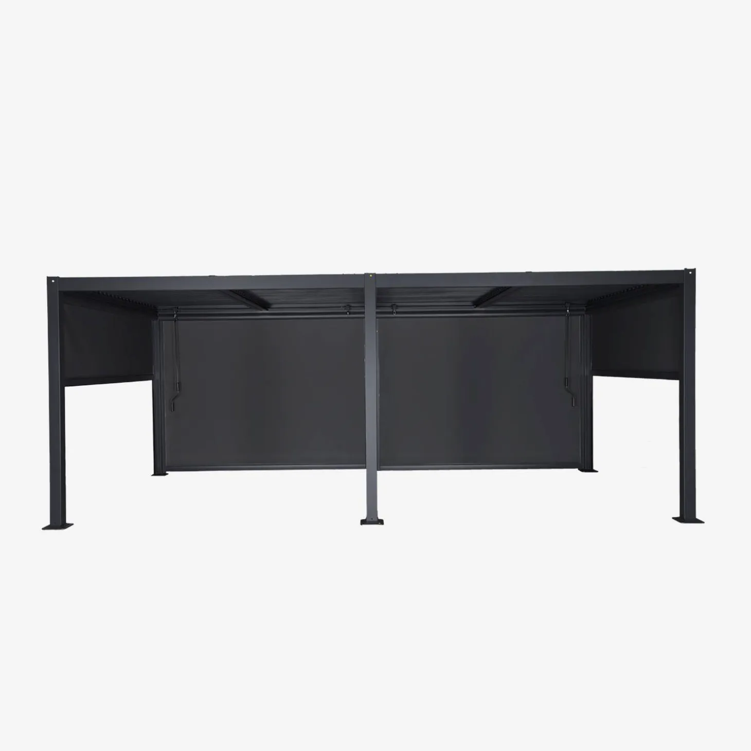 Pérgola bioclimática 3x6m alumínio e aço, lâminas ajustáveis + 4 estores 3m