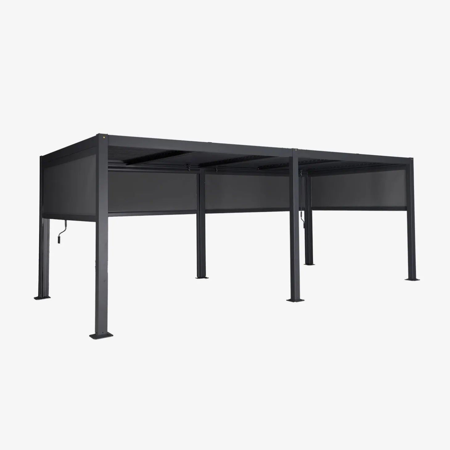 Pérgola bioclimática 3x6m alumínio e aço, lâminas ajustáveis + 4 estores 3m