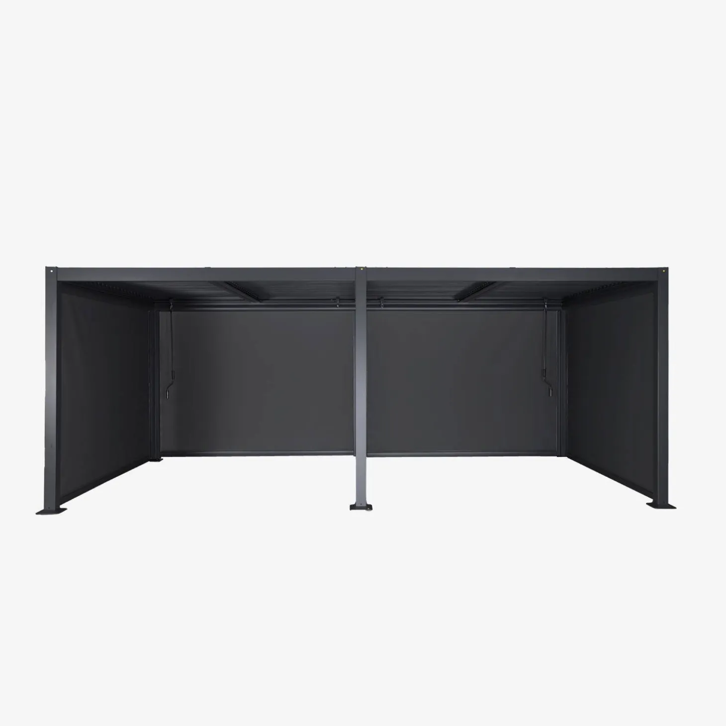 Pérgola bioclimática 3x6m alumínio e aço, lâminas ajustáveis + 4 estores 3m