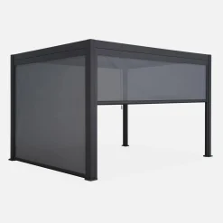 Pérgola bioclimática 3x4m com estore de 3m + estore de 4m