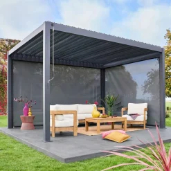 Pérgola bioclimática 3x4m com estore de 3m + estore de 4m