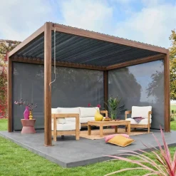 Pérgola bioclimática 3x4m com estore de 3m + estore de 4m