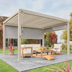 Pérgola bioclimática 3x4m com estore de 3m + estore de 4m