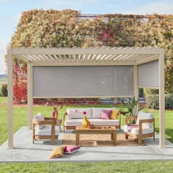 Pérgola bioclimática 3x4m com estore de 3m + estore de 4m