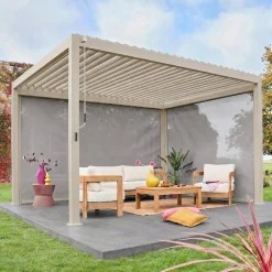 Pérgola bioclimática 3x4m com estore de 3m + estore de 4m