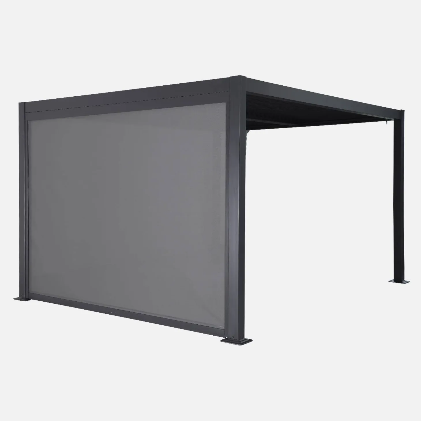 Pérgola bioclimática 3x4m de alumínio e aço com estore de 3m