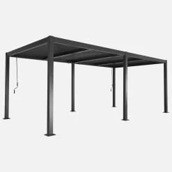 Pérgola bioclimática 3x6m de alumínio e aço + 2 toldos 3m