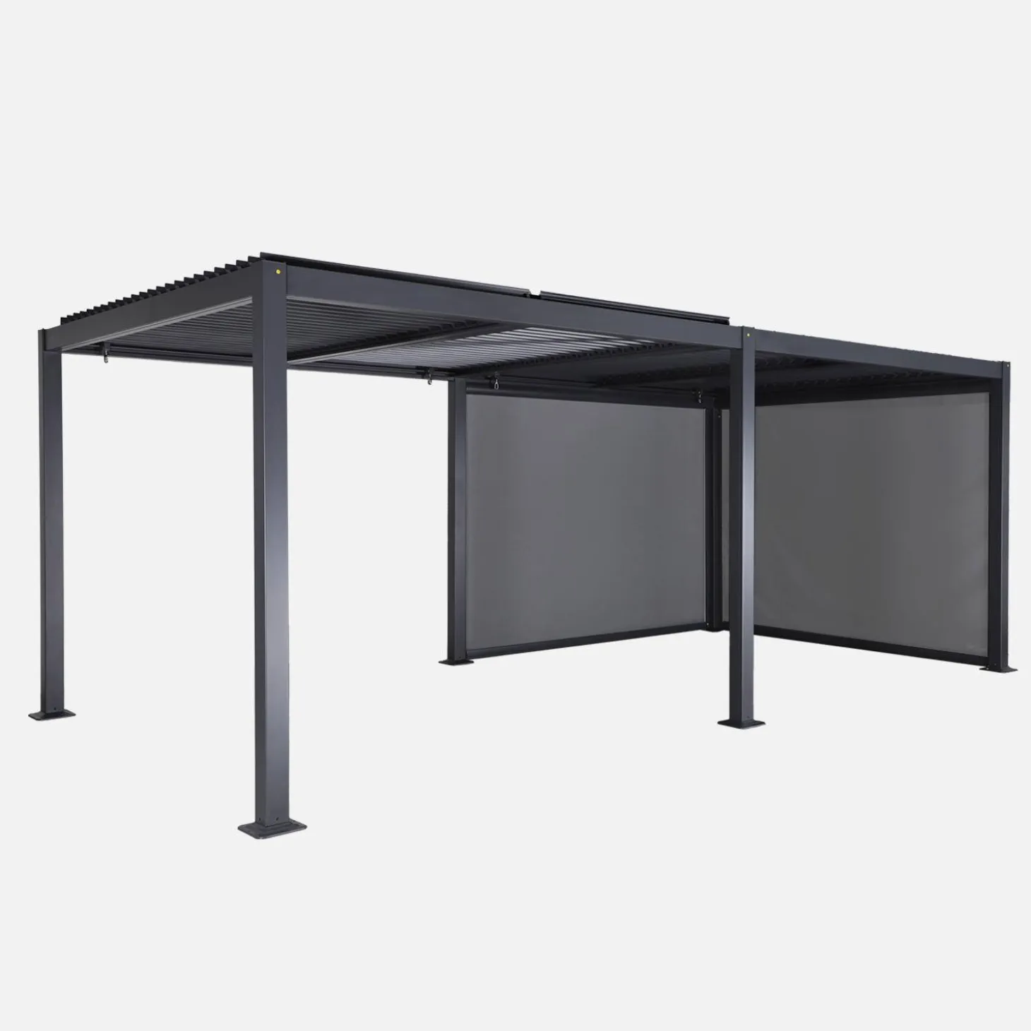 Pérgola bioclimática 3x6m de alumínio e aço + 2 toldos 3m