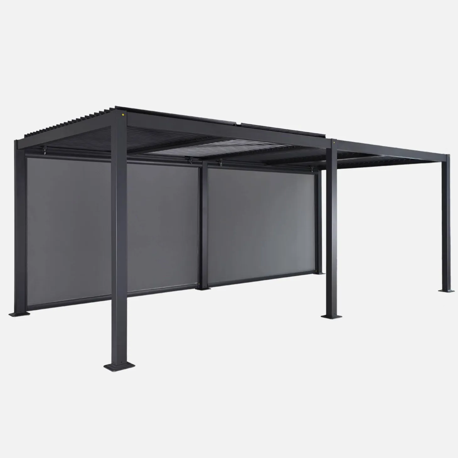 Pérgola bioclimática 3x6m de alumínio e aço + 2 toldos 3m