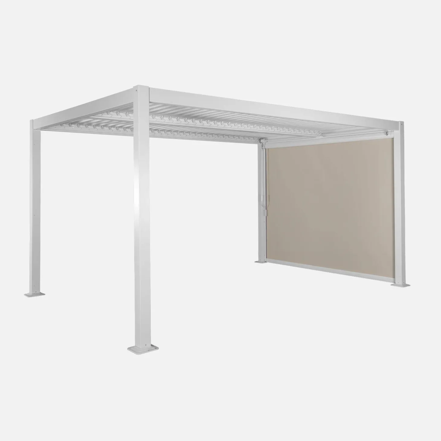 Pérgola bioclimática 3x4m de alumínio e aço com estore de 3m