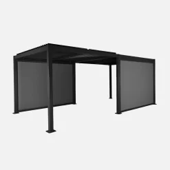 Pérgola bioclimática 3x6m de alumínio e aço + 2 toldos 3m