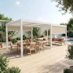 Pérgola bioclimática 3x6m de alumínio e aço + 2 toldos 3m