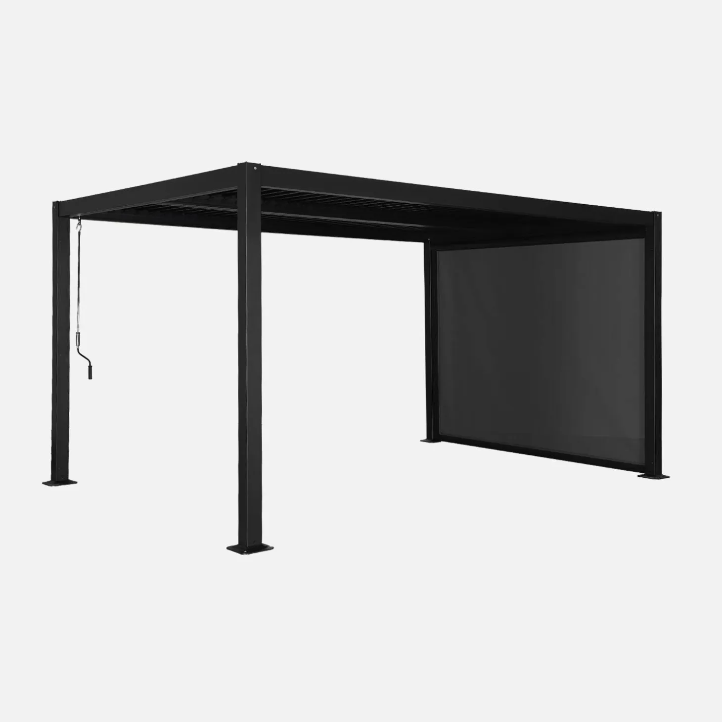 Pérgola bioclimática 3x4m de alumínio e aço com estore de 3m
