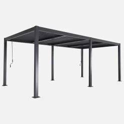 Pérgola bioclimática 3x6m em alumínio e aço com lâminas ajustáveis
