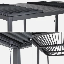Pérgola bioclimática 3x6m em alumínio e aço com lâminas ajustáveis