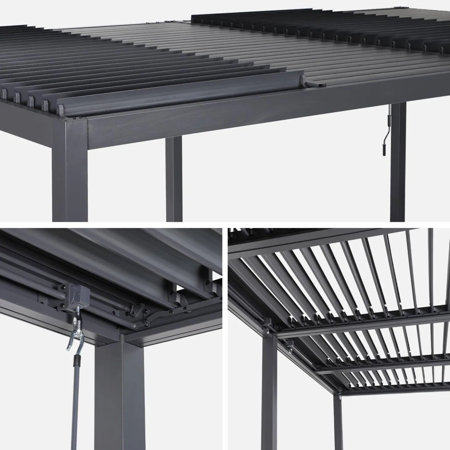 Pérgola bioclimática 3x6m em alumínio e aço com lâminas ajustáveis