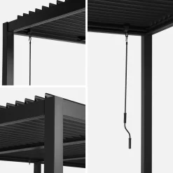 Pérgola bioclimática 3x6m em alumínio e aço com lâminas ajustáveis