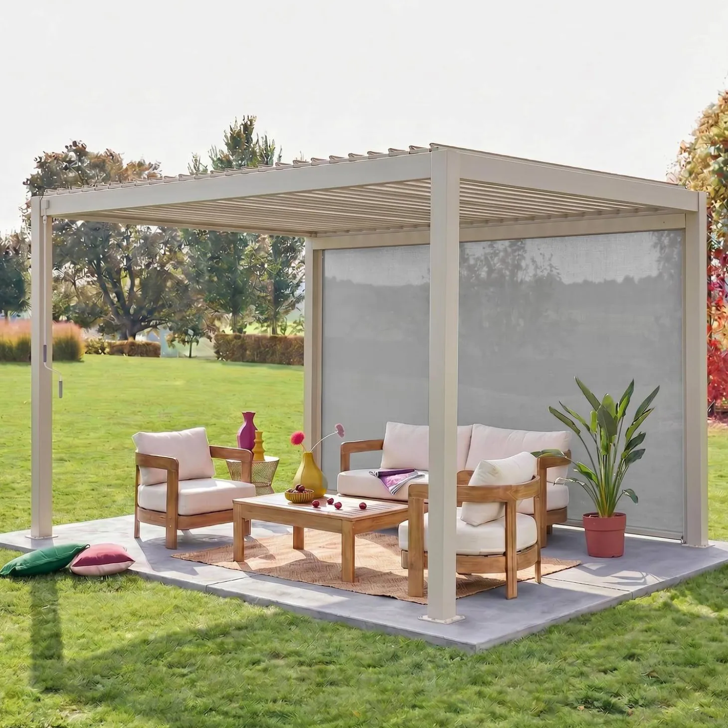 Pérgola bioclimática 3x4m + estore 4m
