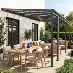 Pérgola/ carport encostada em alumínio 3x6m