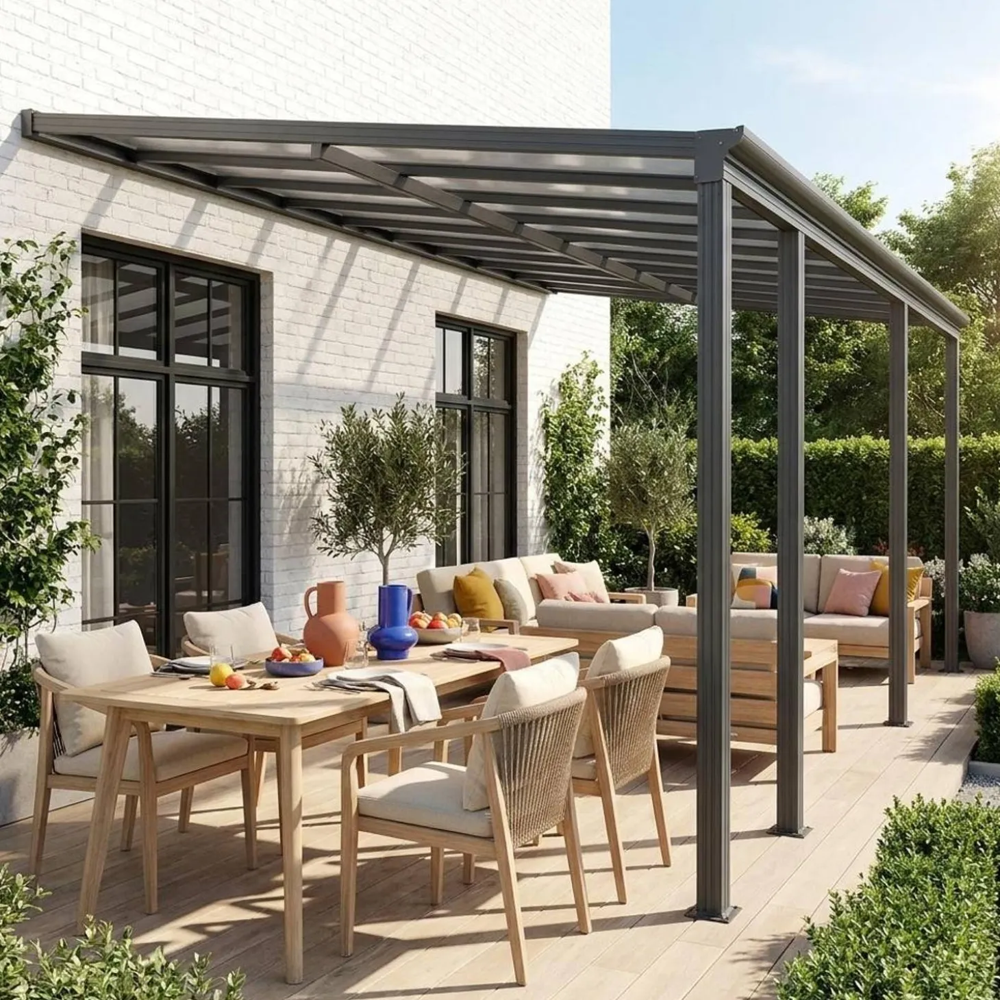 Pérgola/ carport encostada em alumínio 3x6m
