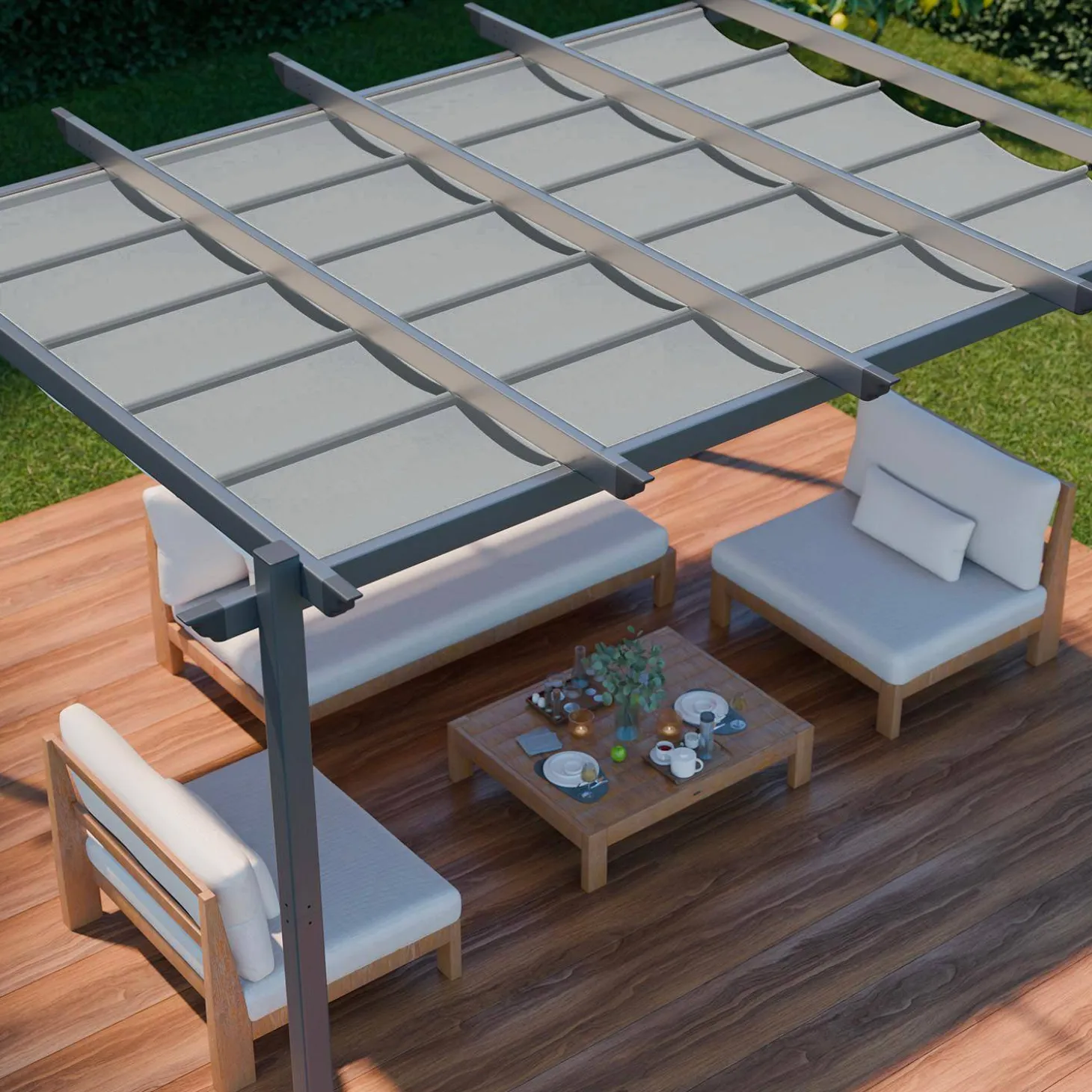 Pérgola em alumínio 3x4m com cobertura deslizante