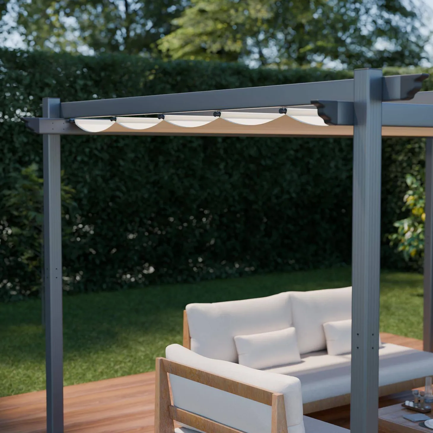 Pérgola em alumínio 3x4m com cobertura deslizante