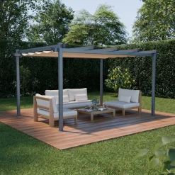 Pérgola em alumínio 3x4m com cobertura deslizante