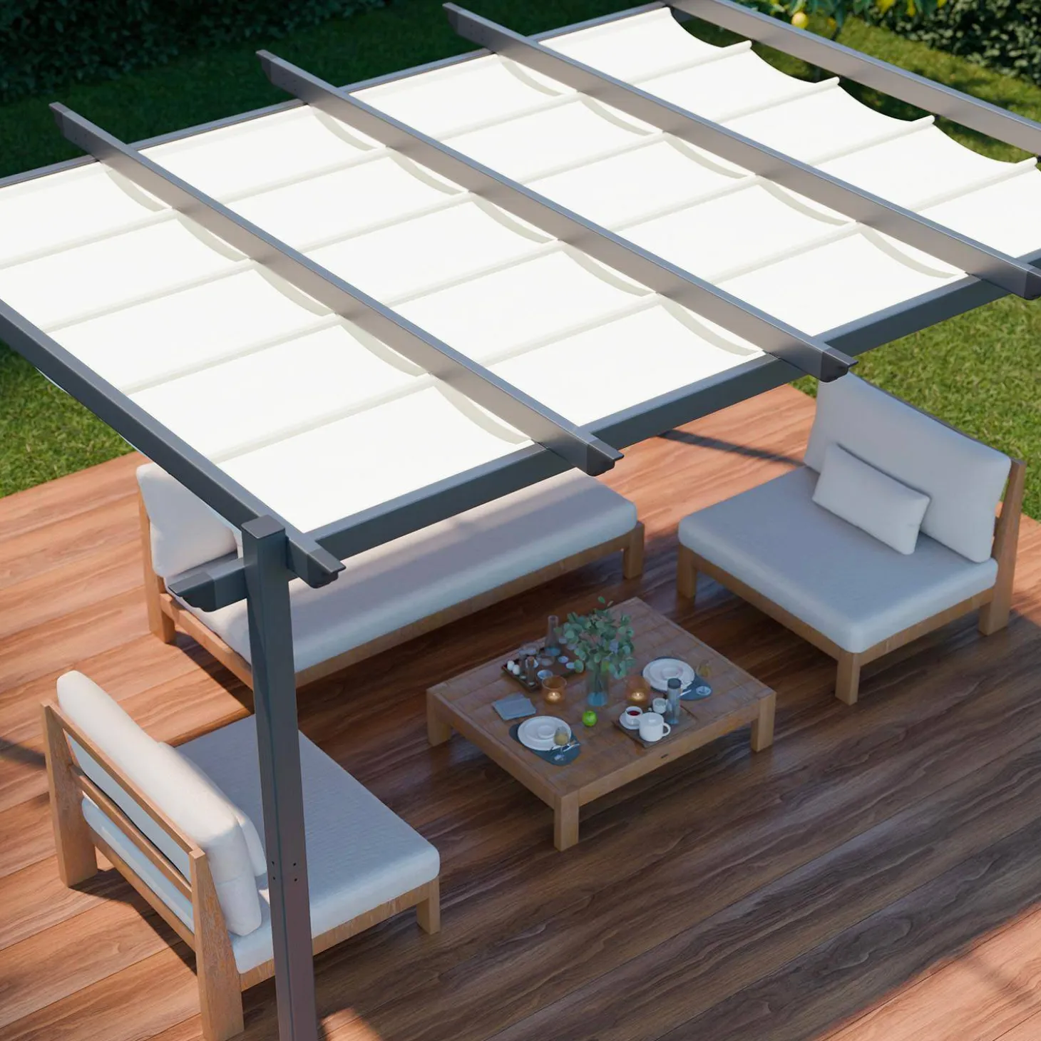 Pérgola em alumínio 3x4m com cobertura deslizante