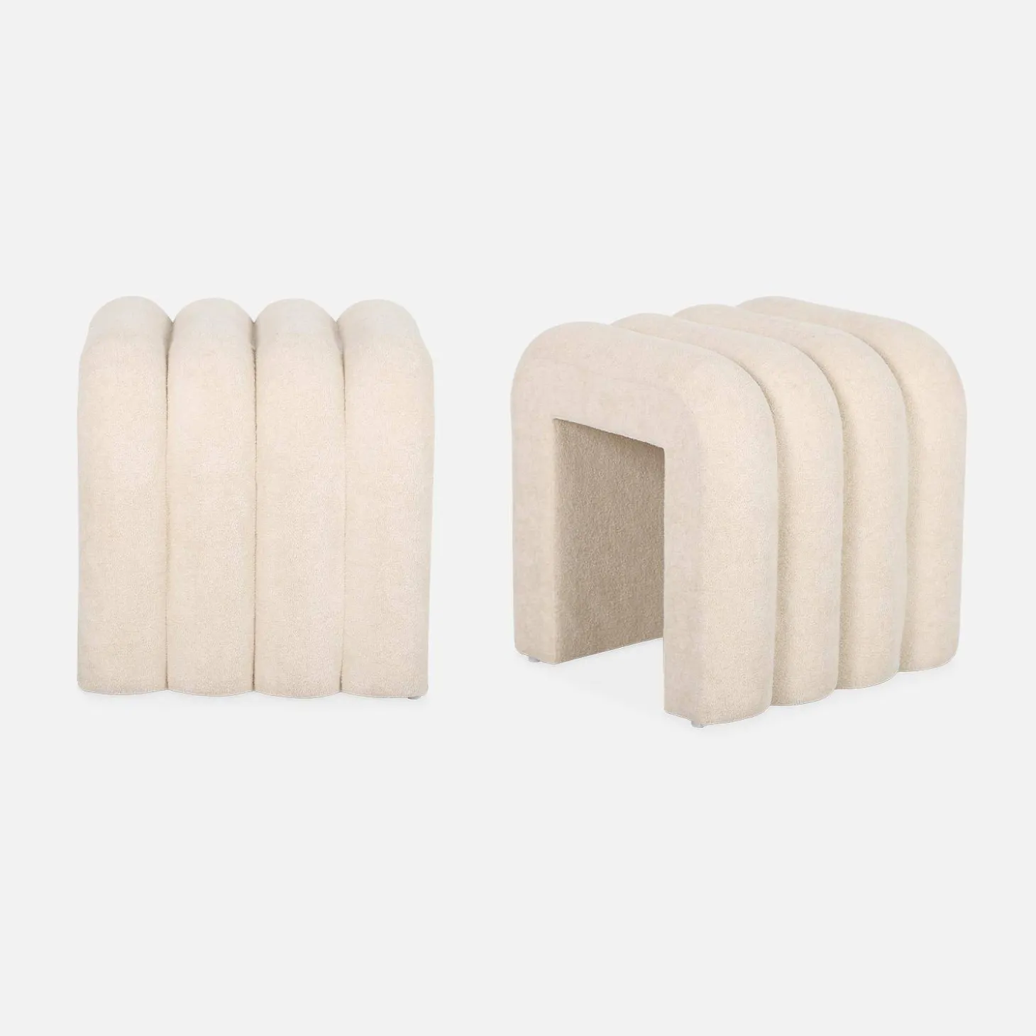 Pufe contemporâneo tecido, set de 2