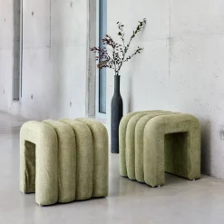 Pufe contemporâneo tecido, set de 2
