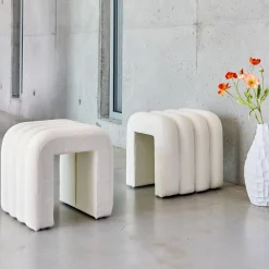 Pufe contemporâneo tecido, set de 2