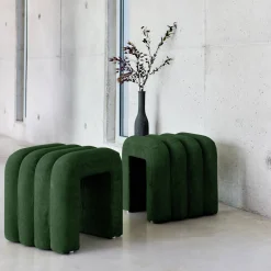 Pufe contemporâneo tecido, set de 2