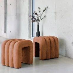Pufe contemporâneo tecido, set de 2