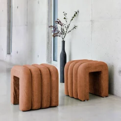 Pufe contemporâneo tecido, set de 2