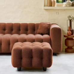 Pufe, descanso para os pés para sofá boucle texturada de 3 lugares