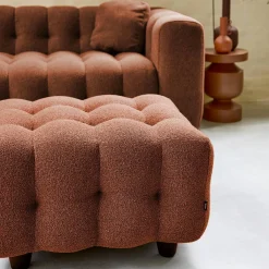 Pufe, descanso para os pés para sofá boucle texturada de 3 lugares