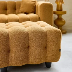 Pufe, descanso para os pés para sofá boucle texturada de 3 lugares
