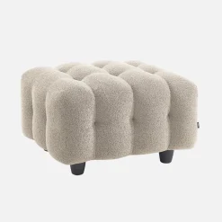 Pufe, descanso para os pés para sofá boucle texturada de 3 lugares