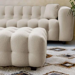 Pufe, descanso para os pés para sofá boucle texturada de 3 lugares