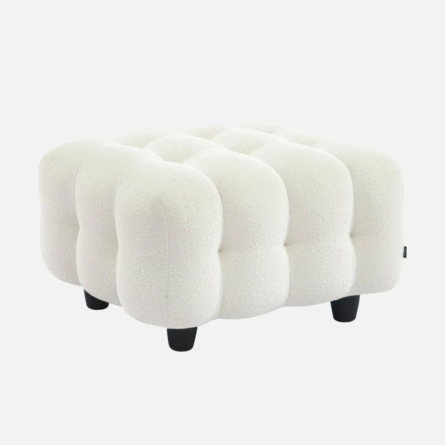 Pufe, descanso para os pés para sofá boucle texturada de 3 lugares