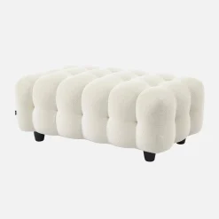 Puff para sofá textura boucle de 3 lugares