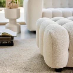 Puff para sofá textura boucle de 3 lugares