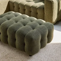 Puff para sofá textura boucle de 3 lugares