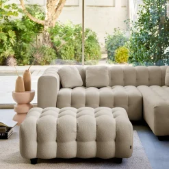 Puff para sofá textura boucle de 3 lugares