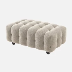 Puff para sofá textura boucle de 3 lugares