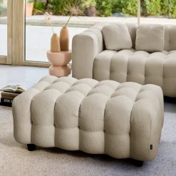 Puff para sofá textura boucle de 3 lugares