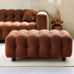 Puff para sofá textura boucle de 3 lugares
